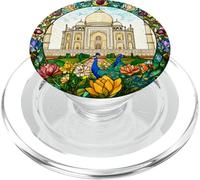 Taj Mahal Peacock Round Design PopSockets PopGrip for MagSafe