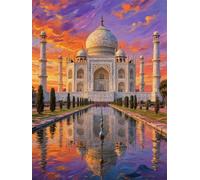 Taj Mahal Sunset Paint by Numbers for Adults Beginners, Adult Paint by Numbers Canvas Kits, DIY Acrylic Oil Painting by Number, Creative Hobby for Women, Wall Art Home Decor Gifts 16x20in YT6-159