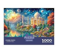 Taj Mahal Under A Multi-moon Cosmic Sky with River And Blooms 1000-Piece Jigsaw Puzzle Dream Building - Family Puzzle Game for All Ages 70x50cm/1000pcs