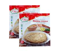 Taj Malabar Paratha 400g 5 Pieces Made From Whole Meal Flour Authentic Indian Flatbread Traditional Malabar-Style Layered Parotta Ready to Eat No Preservatives Product From India Pack of 2