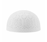 taj Men Islamic Prayer Cap Kufi Topi - Lightweight Skull Cap, Umrah Essentials, Muslim Gifts, Muslim Gifts for Men White