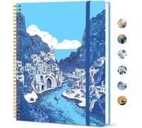 Taja Large Spiral Lined Journal for Women, 8.5" x 11" Notebooks for Work Collge Ruled, A4 Aesthetic Cute Journaling Notebooks for Writing, Plastic Cover, Amalfi Dreams