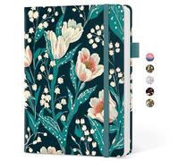 Taja Lined notebook for Women, Aesthetic Cute A5 Hardcover Leather Journal for Writing, College Ruled Notebook for Work & Note Taking, Perfect for Office School Home, 160 Pages, Tulip Meadow