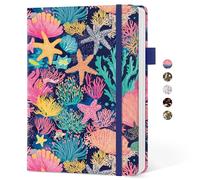 Taja Lined notebook for Women, Aesthetic Cute A5 Hardcover Leather Journal for Writing, College Ruled Notebook for Work & Note Taking, Perfect for Office School Home, 160 Pages, Coral Reef