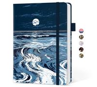 Taja Lined notebook for Women, Aesthetic Cute A5 Hardcover Leather Journal for Writing, College Ruled Notebook for Work & Note Taking, Perfect for Office School Home, 160 Pages, Moonlit Waves