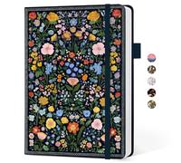 Taja Lined notebook for Women, Aesthetic Cute A5 Hardcover Leather Journal for Writing, College Ruled Notebook for Work & Note Taking, Perfect for Office School Home, 160 Pages, Garden of Whimsy