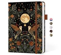 Taja Lined notebook for Women, Aesthetic Cute A5 Hardcover Leather Journal for Writing, College Ruled Notebook for Work & Note Taking, Perfect for Office School Home, 160 Pages, Moonlight Owls