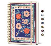 Taja Lined Spiral Journal for Women, A5 Cute Hardcover Notebook for Work | 6" x 8", 140 Pages, for Work, School & Note Taking, Pretty College Ruled Journal for Writing, Folk Bloom