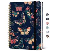 Taja Lined Spiral Journal Notebook for Women, Pretty College Ruled Notebook for Work & Note Taking, A5 Hardcover Journal for Writing, Cute Aesthetic 140 Pages, Velvet Wings