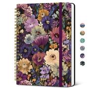 Taja Lined Spiral Notebook for Women, College Ruled Hardcover Notebook for Work & Note Taking, Pretty A5 Journal for Writing, 140 Pages, Midnight Bloom