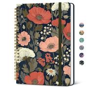 Taja Lined Spiral Notebook for Women, College Ruled Hardcover Notebook for Work & Note Taking, Pretty A5 Journal for Writing, 140 Pages, Poppy Field