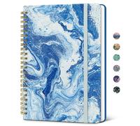 Taja Lined Spiral Notebook for Women, College Ruled Hardcover Notebook for Work & Note Taking, Pretty A5 Journal for Writing, 140 Pages, Ocean Marble