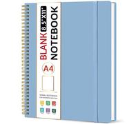 Taja Spiral Blank Notebook Journal for Work 8.5” x 11”, A4 Large Notebooks for Women & Men, Sketch Journal, Plastic Hardcover Spiral Bound, Blue