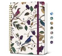 Taja Spiral Journal Notebook for Women, Pretty Hardcover Lined Notebook for Work & Note Taking, Aesthetic Cute Journal for Writing, 140 Pages, 5.8"x8.3", Vineyard Birds