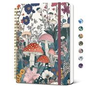 Taja Spiral Journal Notebook for Women, Pretty Hardcover Lined Notebook for Work & Note Taking, Aesthetic Cute Journal for Writing, 140 Pages, 5.8"x8.3", Vivid Mushroom