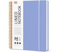 Taja Spiral Lined Notebook, 8.5"x11" Notebooks for Work, Large A4 Journal for Women & Men, College Ruled Journaling Notebook for Writing, Plastic Cover Spiral Journal, Hydrangea Blue
