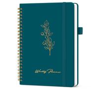 Taja Undated Weekly Planner, Weekly To Do List Notebook with Goal & Habit Tracker Organizer, A5 Weekly Planner Notebook with Spiral Binding, 6.1" x 8.2" - Pine Emerald