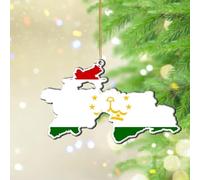 Tajikistan Christmas Tree Ornament Country Location Flag Hanging Ornaments Keepsake Christmas Tree Decorations Round Acrylic Ornament Pendant for Friends Coworkers Employees Family