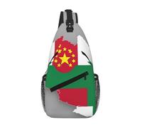 Tajikistan Flag Map with Circle Stars Crossbody Sling Bag Crossbody Shoulder Chest Bag Shoulder Strap Waist Fanny Pack Men Women