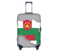 Tajikistan Flag Map With Circle Stars Print Travel Elastic Suitcase Luggage Baggage Cover Protector, Washable And Anti-Scratch, White, XL