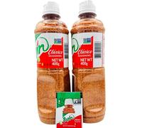 Tajin 400g Chilli & Lime Fruit and Snack Seasoning - Pack of 2 with Bonus Sachet | Clasico Mexican Blend for BBQ, Cooking, Marinades & Cocktail Rims | Value Twin Pack