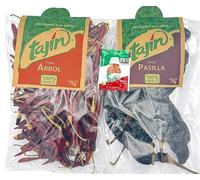 Tajin Chillie Mix Bundle - Pasilla Chilli 75g, Arbol Chilli 75g with Sachet - Authentic Mexican Pasilla & Arbol Chillie Pair for Cooking, Salsas, Marinades & Smoky-Spicy Recipes