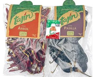 Tajin Chillie Mix Bundle - Pasilla Chilli 75g, Arbol Chilli 75g with Sachet - Authentic Mexican Pasilla & Arbol Chillie Pair for Cooking, Salsas, Marinades & Smoky-Spicy Recipes
