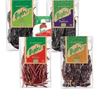 Tajin Mexican Dried Chillies Set - Guajillo Chillies, Ancho Chillies, Arbol Chillies, Pasilla Chillies 75g Each | To-Go Tajin Sachet | Mexican Dried Chillies Whole for Cooking & Spice Blends