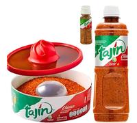 Tajin Seasoning Glass Rimmer + Clasico Fruit and Snack Seasoning Refill Bottle 400g + Travel Bottle 10g