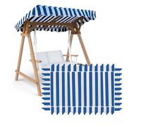 TAJMDGW Patio Porch Swing Top Replacement Fabric Stripe Canvas Garden Hanging Glider Swing Canopy, Outdoor Bench Swing Chair Awning Cove Waterproof(Blue stripe,210 X 145 Cm)