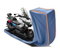 TAJSJNG Full Enclosed Large Motorcycle Cover Waterproof Outdoor/Indoor Storage Waterproof Motorcycle Cover Heavy Duty with Reflective Strips Fits Motorcycles Length up to 118" with Side+Top Box