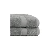 Taka Fabrics 2 Pieces Wave Collection Ultra Soft and Highly Absorbent 100% Turkish Cotton Towels Bath, Hand, Kicthen Facecloth Sauna Pool Guest Towels Sets (140x70cm-2 Pieces, Light Grey)