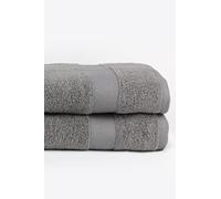 Taka Fabrics 2 Pieces Wave Collection Ultra Soft and Highly Absorbent 100% Turkish Cotton Towels Bath, Hand, Kicthen Facecloth Sauna Pool Guest Towels Sets (140x70cm-2 Pieces, Dark Grey)