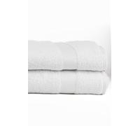 Taka Fabrics 2 Pieces Wave Collection Ultra Soft and Highly Absorbent 100% Turkish Cotton Towels Bath, Hand, Kicthen Facecloth Sauna Pool Guest Towels Sets (140x70cm-2 Pieces, White)