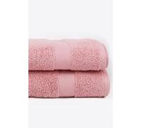 Taka Fabrics 2 Pieces Wave Collection Ultra Soft and Highly Absorbent 100% Turkish Cotton Towels Bath, Hand, Kicthen Facecloth Sauna Pool Guest Towels Sets (140x70cm-2 Pieces, Pinky)