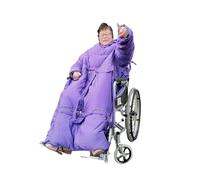 Taka Neko Wheelchair Warm Blanket,Windproof Fleece Lined Full Body Warm Blanket Fleece Lined Zipper for Elderly Patients Wheelchair Accessory,Purple,120×150