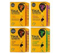 Taka Turmeric, 4 Pack (60 Teabags) Variety Pack with Turmeric, Herbal Tea, No Added Flavourings, Selection of Ginger Lemon, Masala Chai, Hibiscus Cinnamon, Chamomile Rosehip