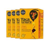 Taka Turmeric, 4 Pack (60 Total) Organic Lemon and Ginger with Turmeric & Black Peppercorns, Turmeric, Caffeine Free, Detox, No Added Flavourings, Recyclable Packaging