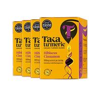 Taka Turmeric Organic Hibiscus Cinnamon Turmeric Tea, 4 x 15 Tea Bags | 1000mg organic Indian turmeric in every tea bag, activated by crushed black peppercorns. Great Taste award winner.