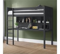 takako wooden highsleeper bunk bed with desk in anthracite