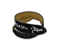 Takamine Guitar Strap Black Suede & Embroidered Grassflower