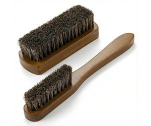 Takavu Horsehair Leather Brush, Natural Soft Bristles for Scrubbing Stubborn Stains on Delicate Fabrics, Knitting, Cotton, Leather, Car Seats, Interior - Pack of 2