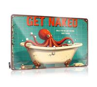 Take A Bath Or Face The Octopus! Tin Wall Decor Wall | Inappropriate Gift For Dad Decorative Wall Art(30X40CM)