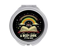 Take A Deep Look It's The Book Novelty Women's Portable Travel Makeup Mirror Round Handheld Compact Double-Sided Mirrors 2.5 Inches