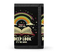 Take A Deep Look It's The Book Printed Tri-fold Wallets Front Pocket Holder Money Clips with ID Credit Card Slots