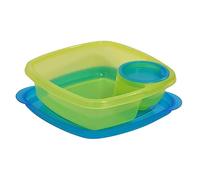 Take A Dip 2 The Side Food Container Keeps Dips, Fruit, Chips, Sandwiches, & More Separate & Ready for Lunch, Blue-Green