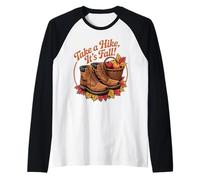 Take a Hike It’s Fall Retro Hiking Adventure Autumn Fall Raglan Baseball Tee