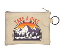 Take A Hike Sunset Mountains Key Chain Coin Purse Beige