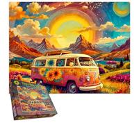 Take a Hippy Trip 1000 Piece Jigsaw Puzzle - Vibrant Campervan Adventure with Stunning Landscape- For Adults - Size 66 x 50 CM