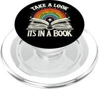 Take A Look A Book Vintage Reading Librarian rainbow PopSockets PopGrip for MagSafe